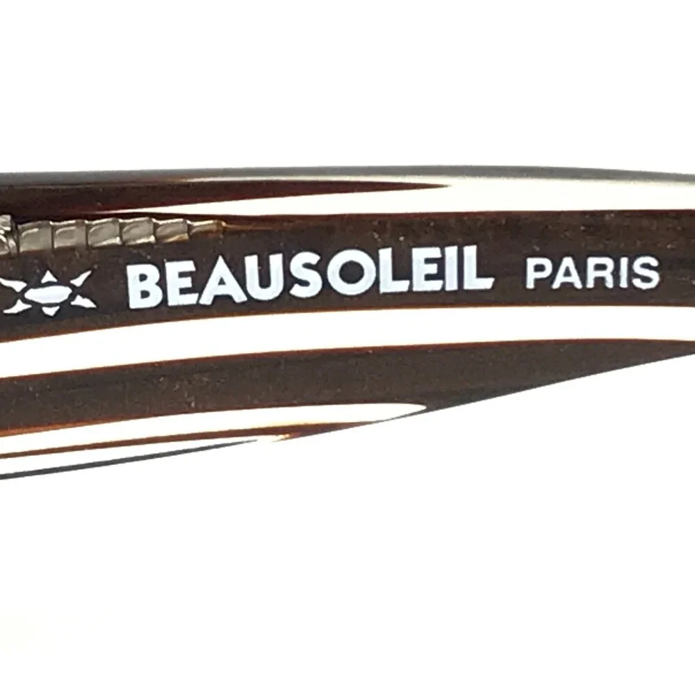 Beausoleil Eyeglasses Frames 213 226 Brown Clear Striped Horn Cat Eye 58-17-130